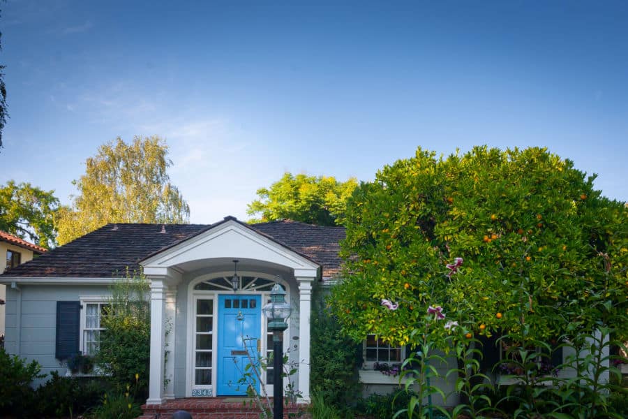 Backyard Landscape with a Gazebo and Tree